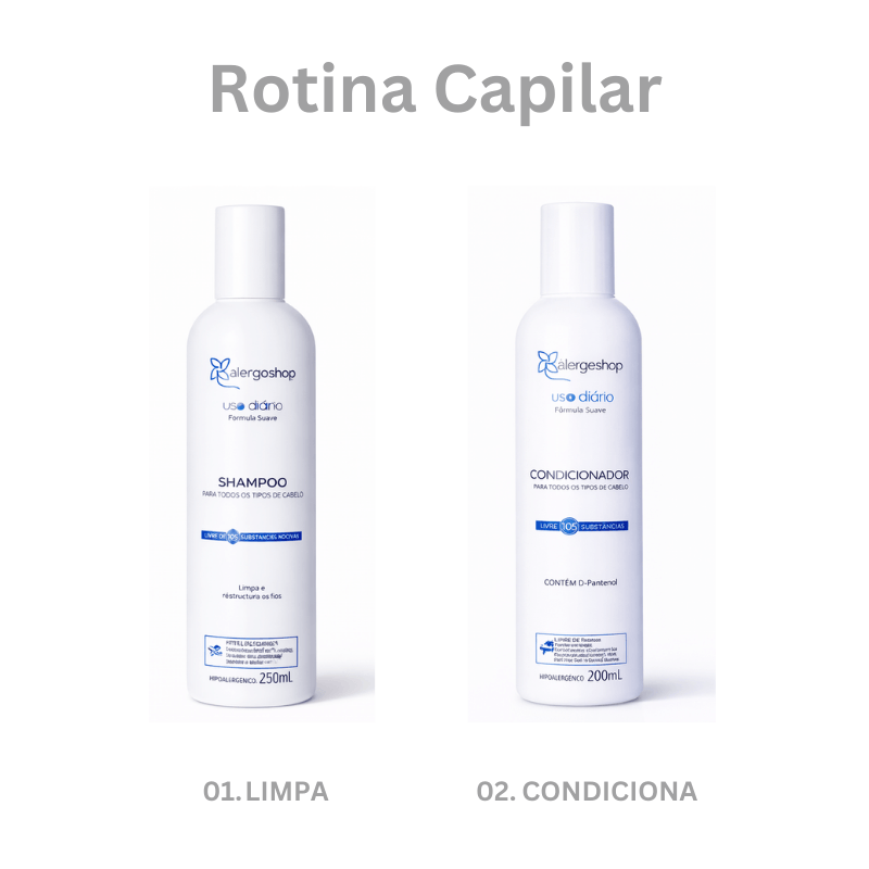 Shampoo Limpeza Suave Hipoalergênico Uso Diário Alergoshop 250ml 3 Unidades
