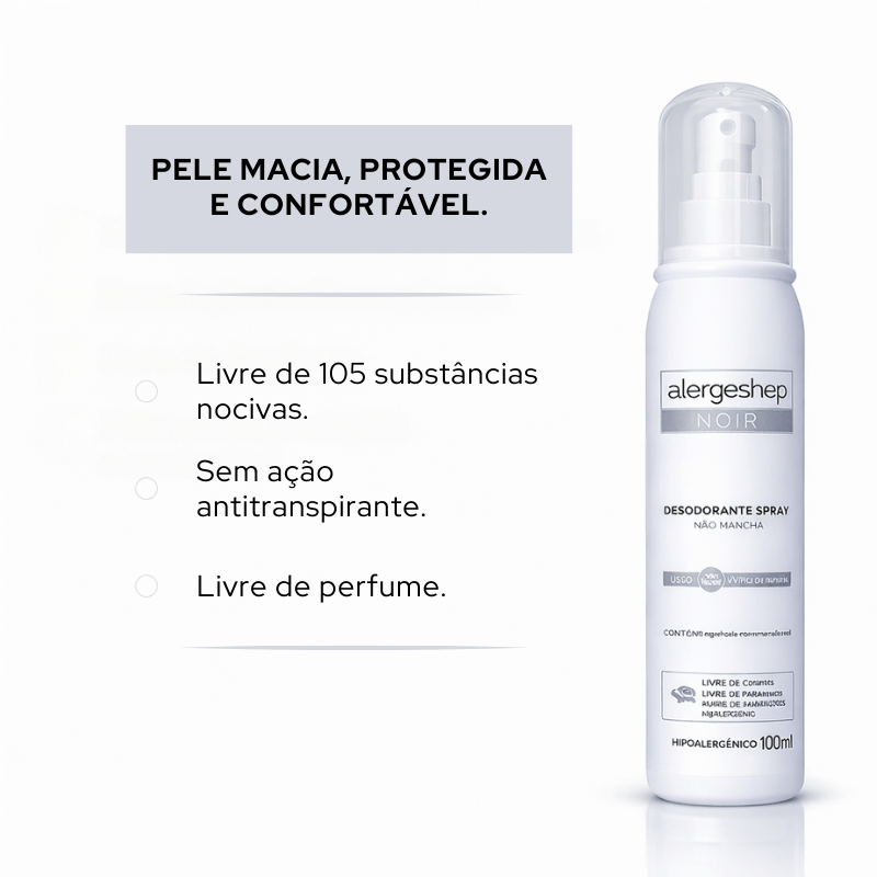 Kit Noir Barbear Completo Alergoshop Creme de Barbear 75g + Gel Pós-Barba 70g + Desodorante Spray 100ml
