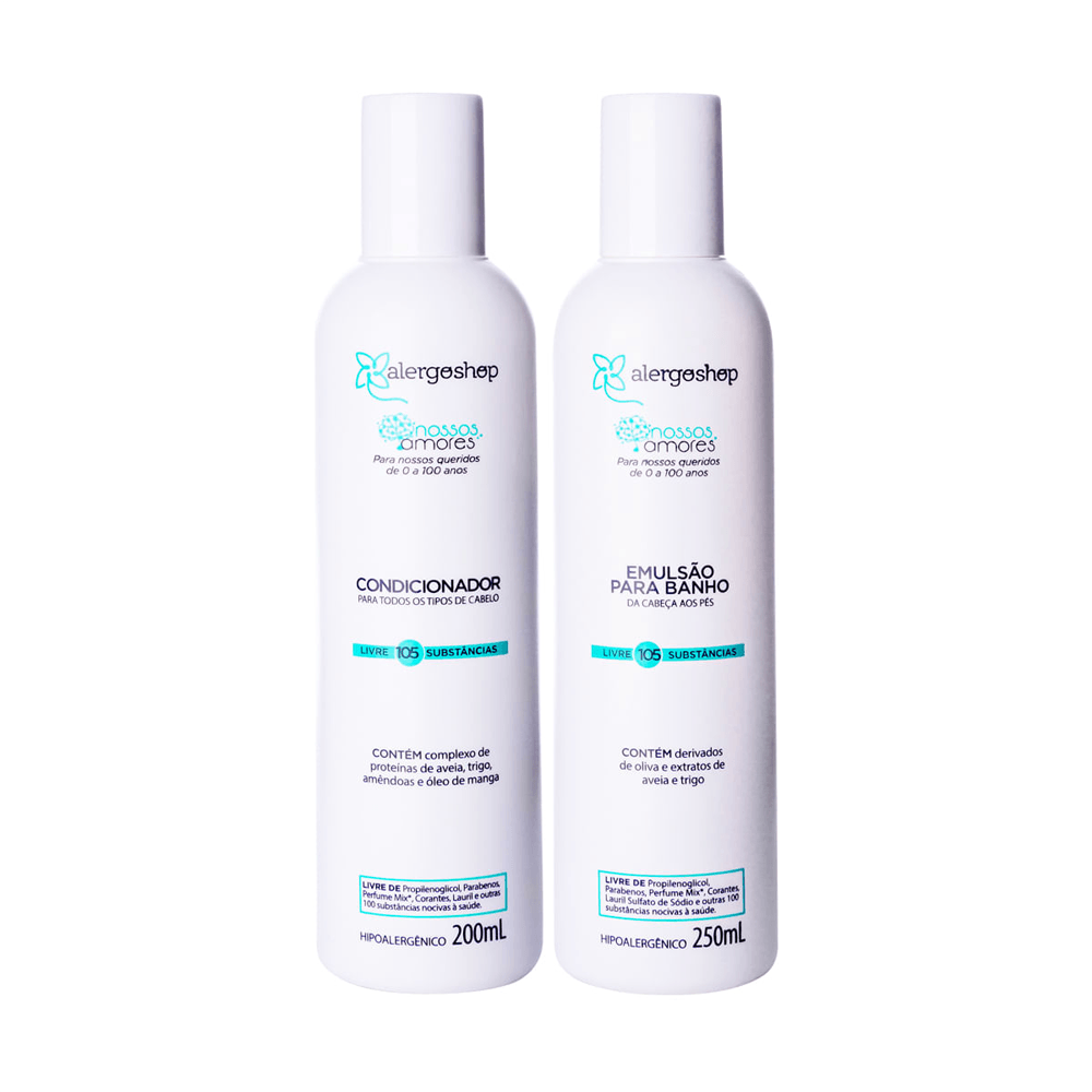 Kit Nossos Amores Alergoshop Emulsão Para Banho 250ml + Condicionador 200ml