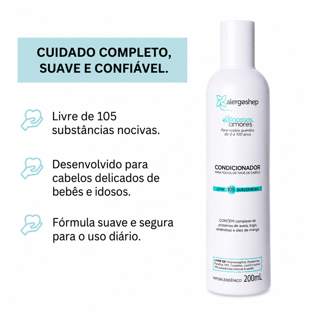 Kit Nossos Amores Alergoshop Emulsão para Banho 250ml + Condicionador 200ml