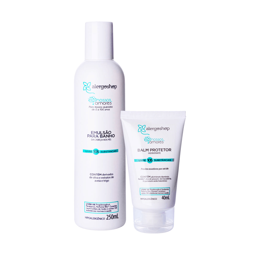 Kit Nossos Amores Alergoshop Emulsão Para Banho 250ml + Balm Hidratante 40ml