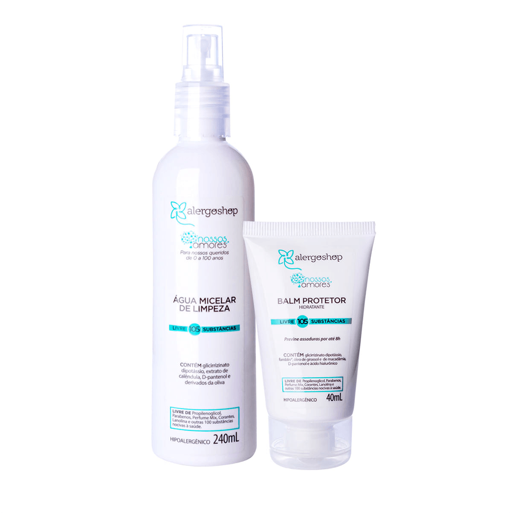 Kit Nossos Amores Alergoshop Água Micelar 240ml + Balm Hidratante 40ml