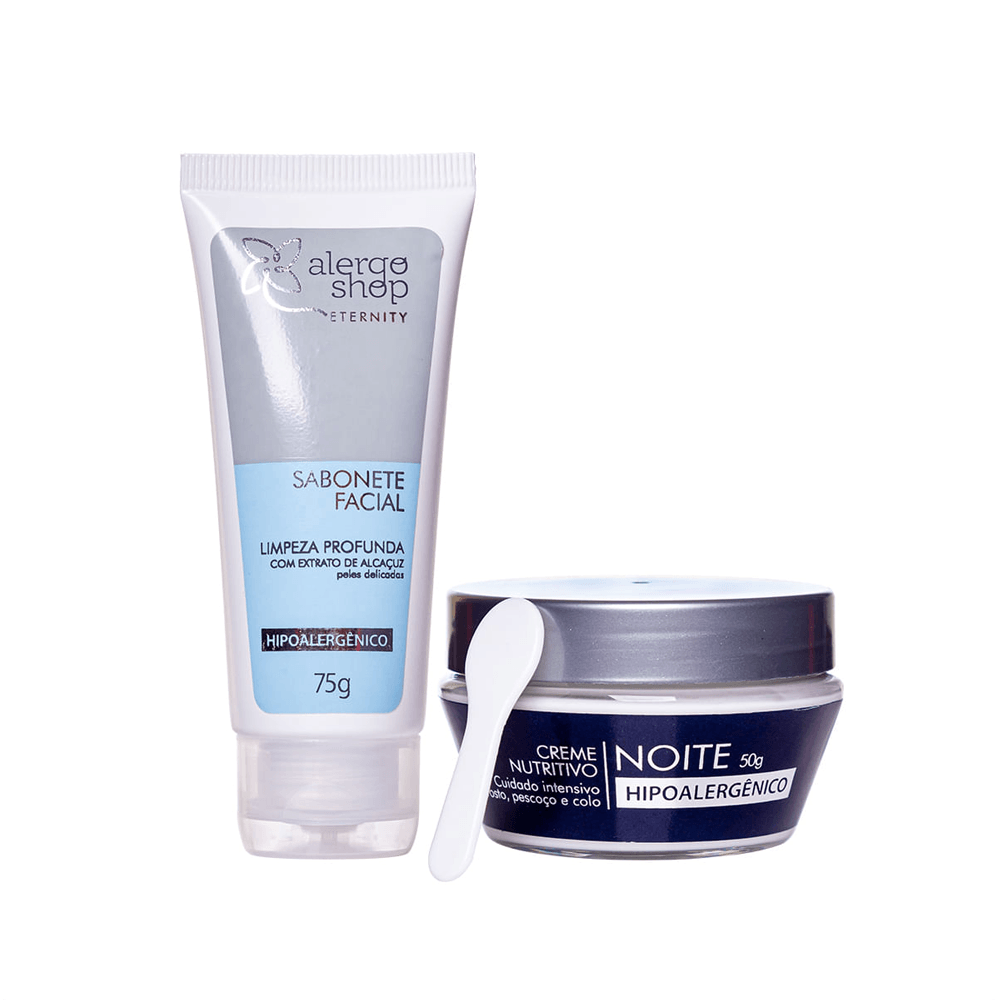 Kit Eternity Alergoshop Sabonete Facial 75g + Creme Nutritivo Facial Noturno 50g