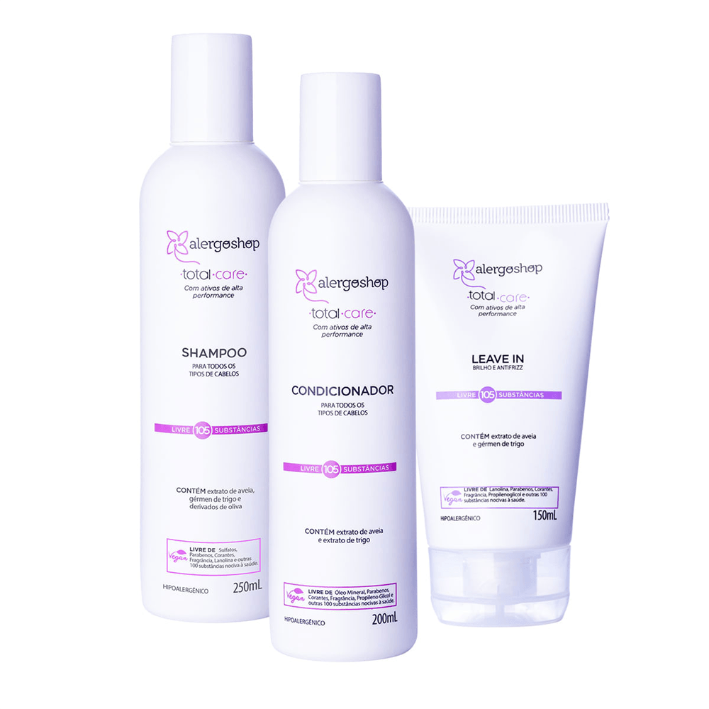 Kit Total Care Alergoshop Shampoo 250ml + Condicionador 200ml + Leave-in 150ml