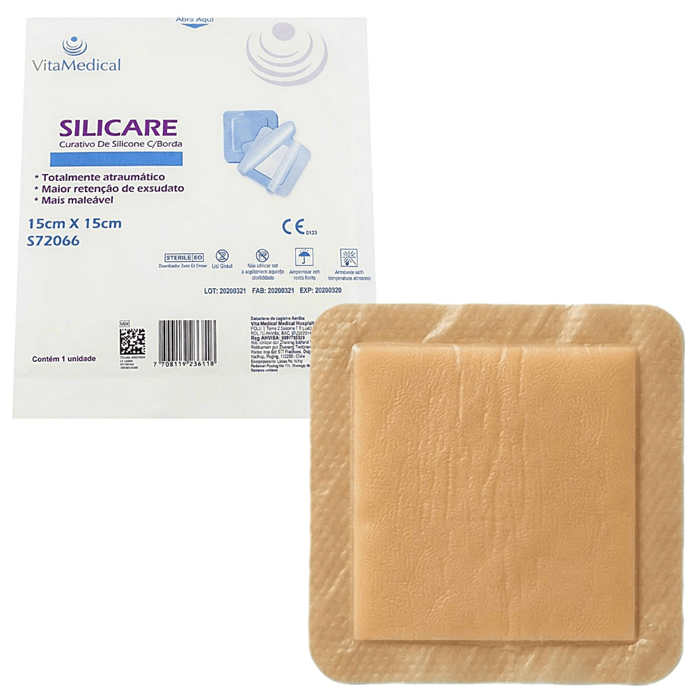 Curativo de Silicone Com Borda Silicare 15x15cm Unidade