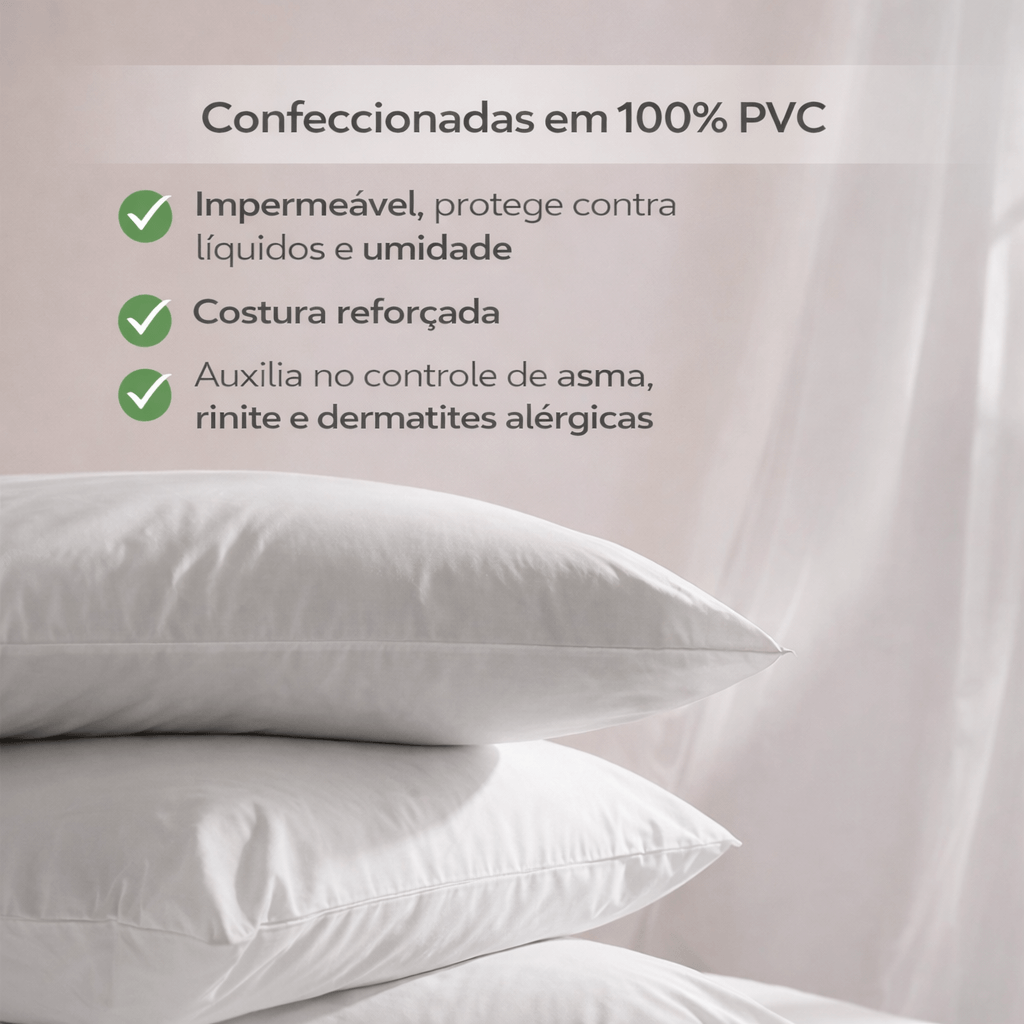 Kit PVC Capa Antiácaro para Travesseiro Padrão Alergoshop  2 Unidades