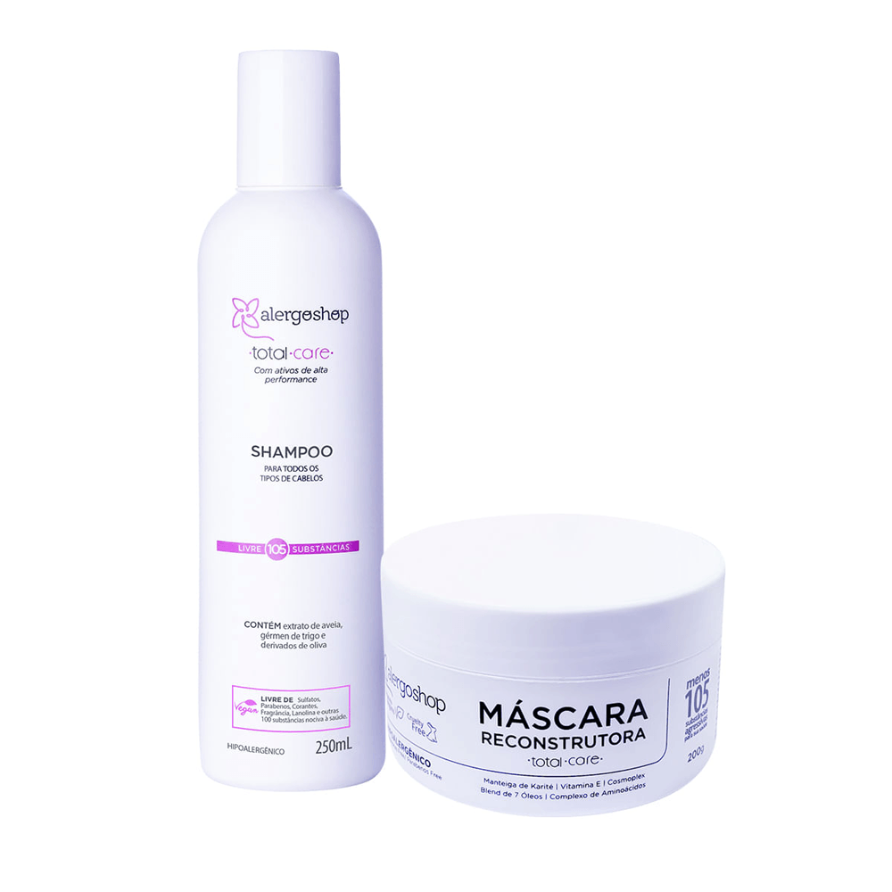 Kit Total Care Alergoshop Shampoo 250ml +  Máscara Reconstrutora 200g