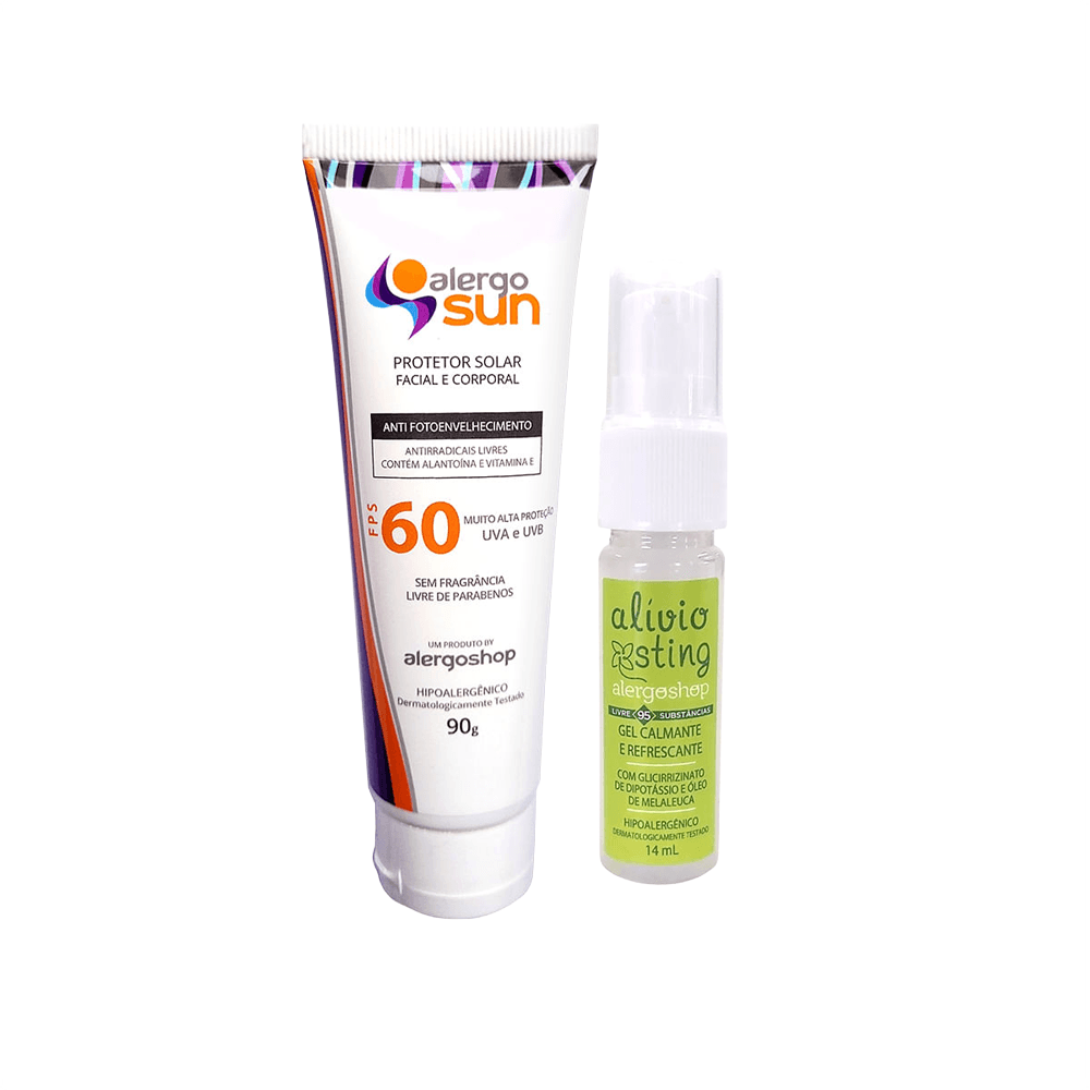 Kit Proteção E Alívio Alergoshop Protetor Solar Alergosun Fps60 90g + Gel Pós-picada Alívio Sting 14ml