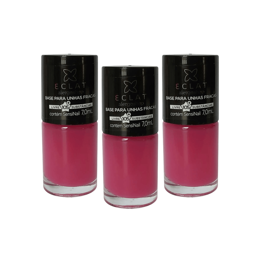 Kit Com 3 Bases Para Unhas Fracas Eclat Alergoshop 7ml