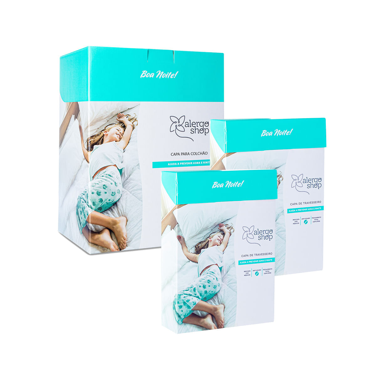 Kit Super Soft 1 Capa Antiácaro Solteiro + 2 Capas De Travesseiro Alergoshop Solteiro Padrão 21cm