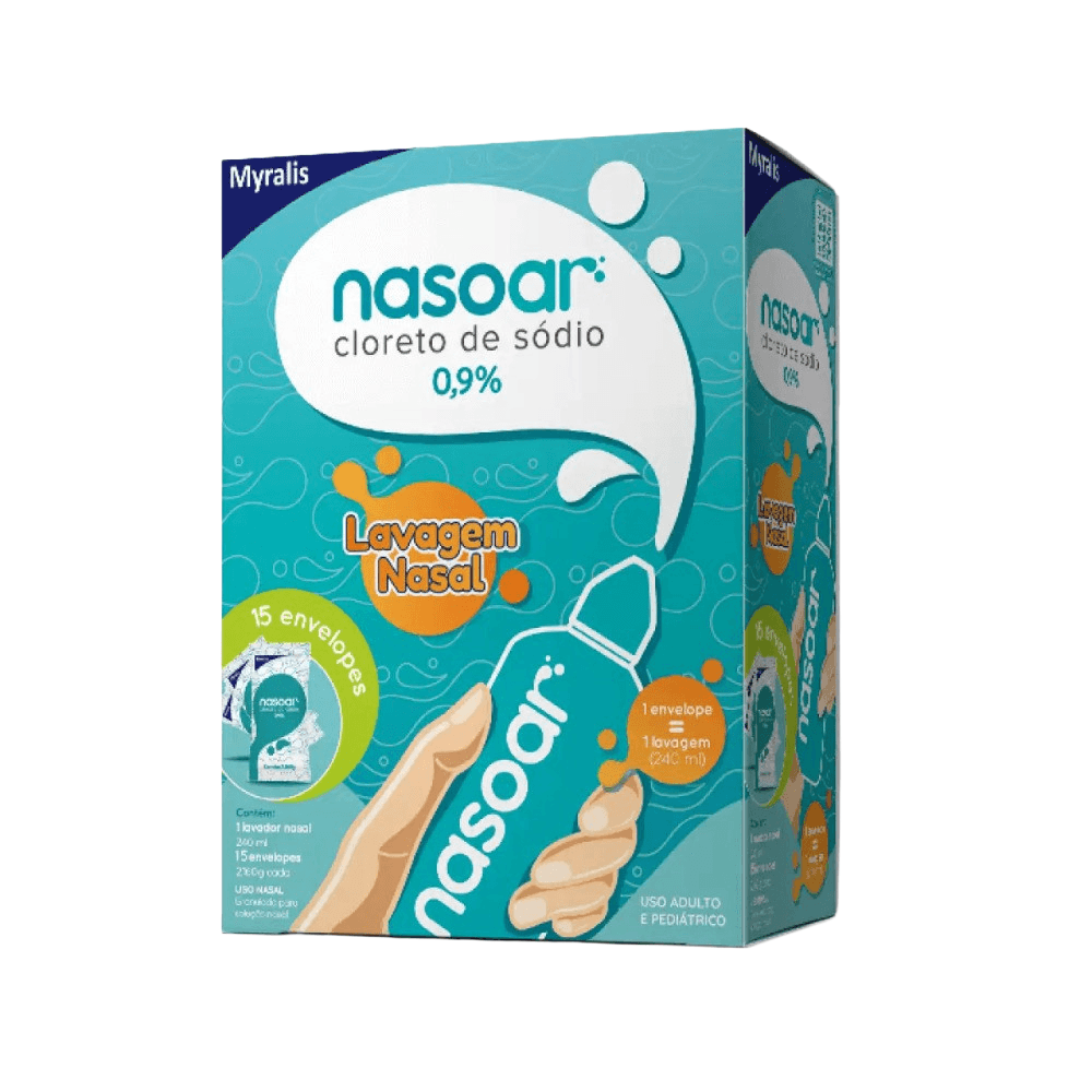 Frasco para Lavagem Nasal Nasoar 15 Sachês