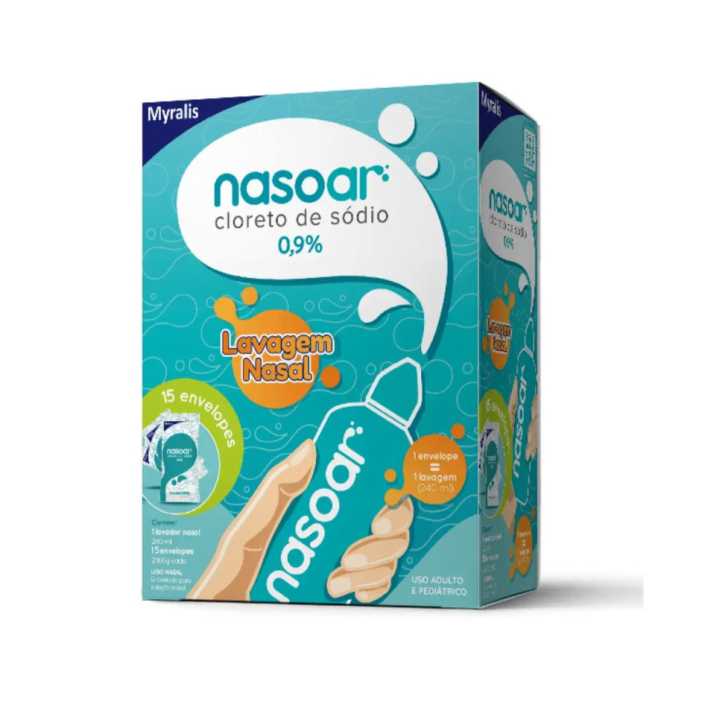 Frasco para Lavagem Nasal Nasoar 15 Sachês