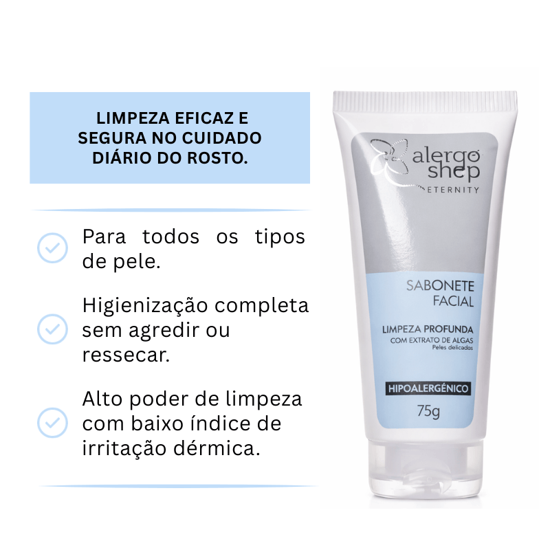 Sabonete Facial Hipoalergênico Eternity Alergoshop 75g
