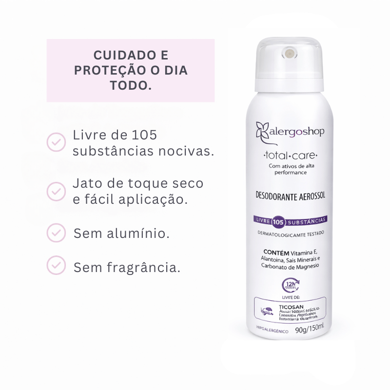 Desodorante Aerossol Total Care Alergoshop 150ml