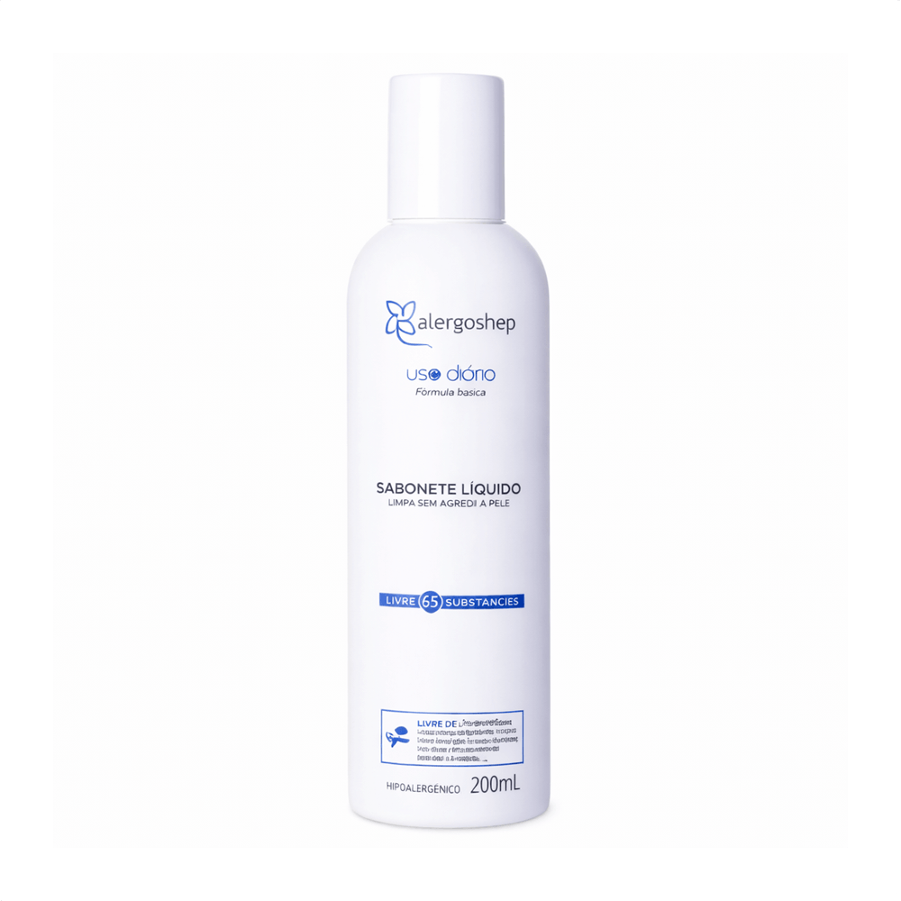 Sabonete Líquido Limpeza Suave Hipoalergênico Uso Diário Alergoshop 200ml