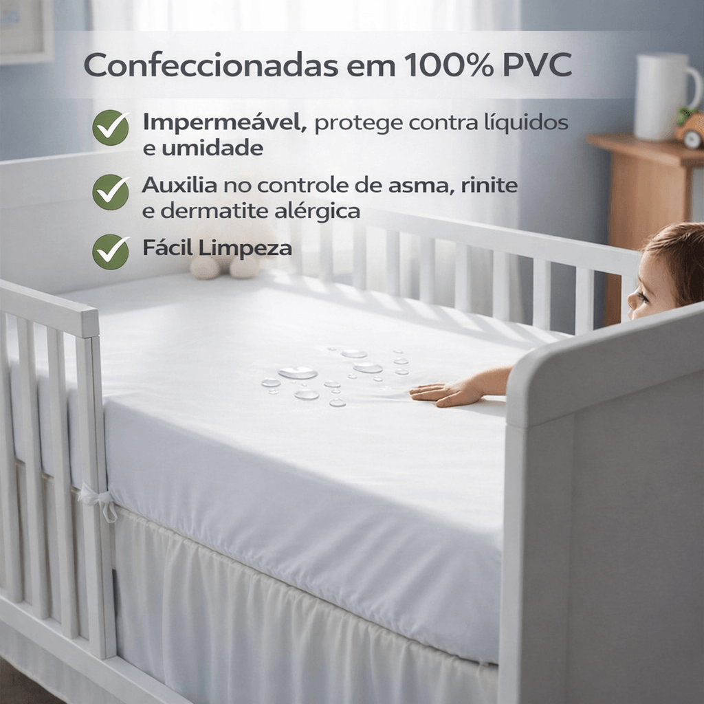 Capa para Colchão de Berço Antiácaro em PVC Alergoshop Berço com Zíper