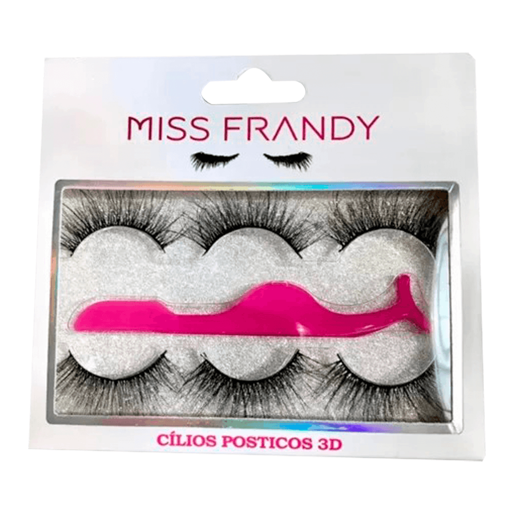 Kit Miss Frandy Cílios Postiços Com 3 Pares E Uma Pinça
