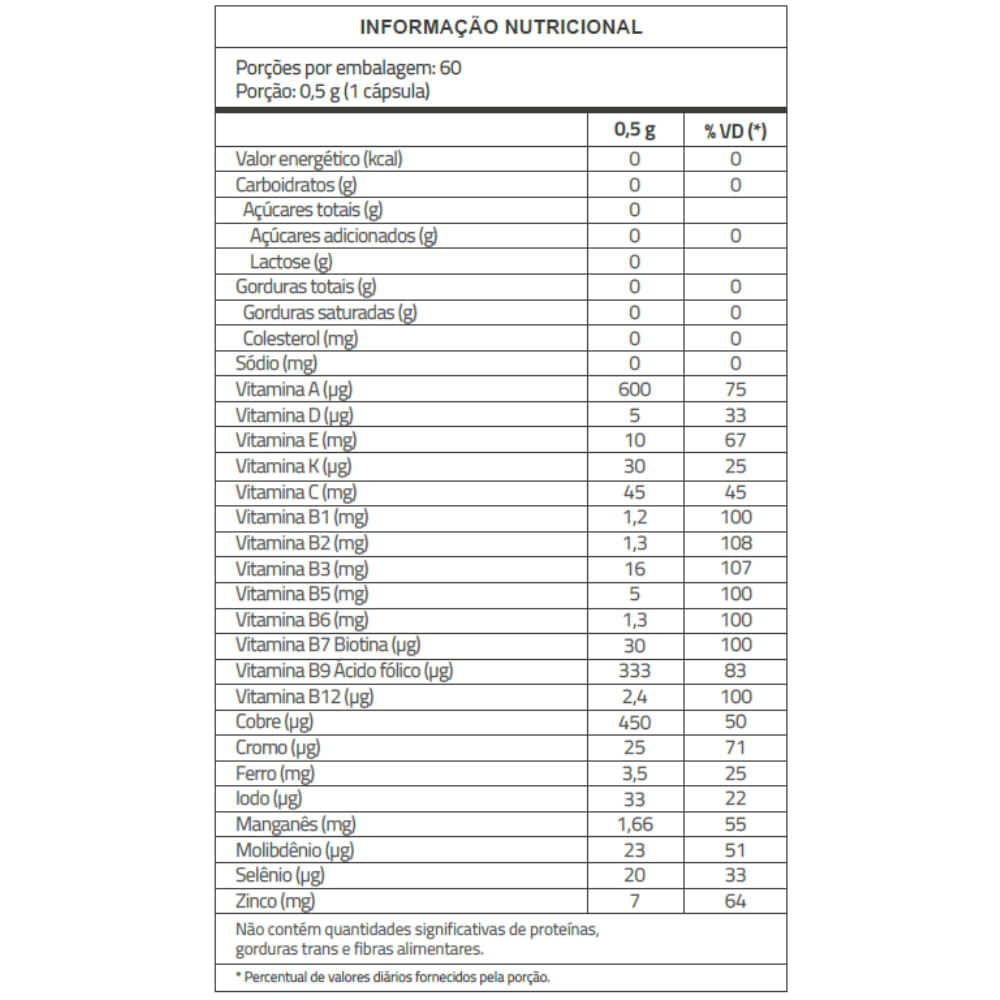 Polivitamínico Homem Catarinense Nutrição Multi 60 Cápsulas