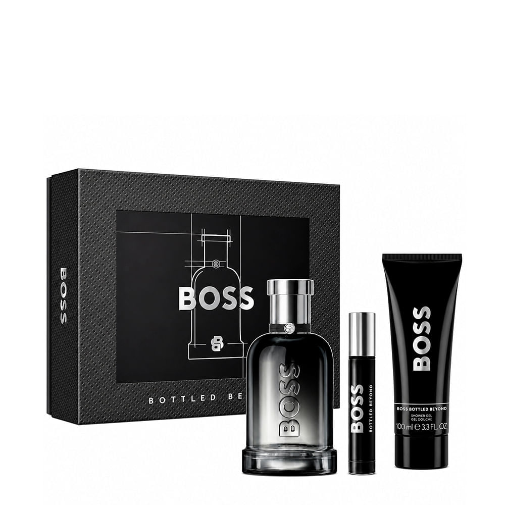 Kit Hugo Boss Bottled Beyond Masculino Eau de Parfum 100ml + Travel Size 10ml + Gel de Banho 100ml