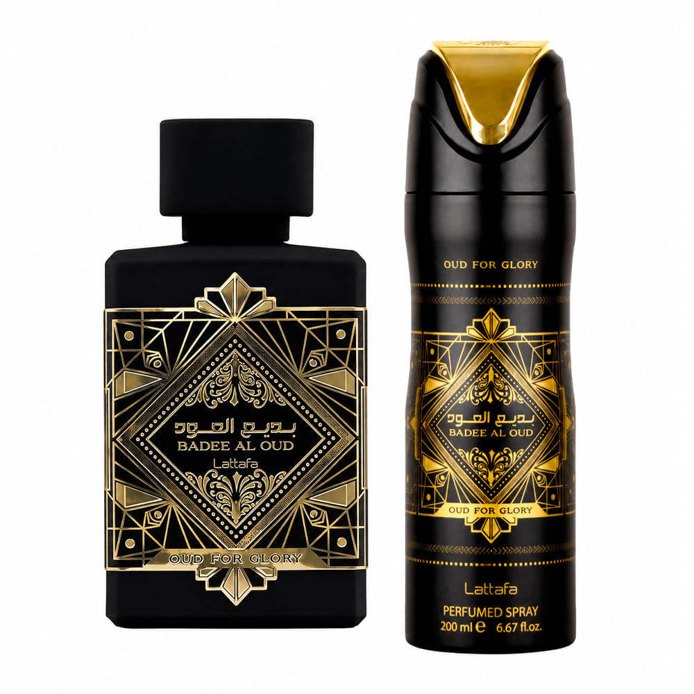 Kit Lattafa Badee Al Oud Oud for Glory Unissex Eau de Parfum 100ml + Desodorante 200ml