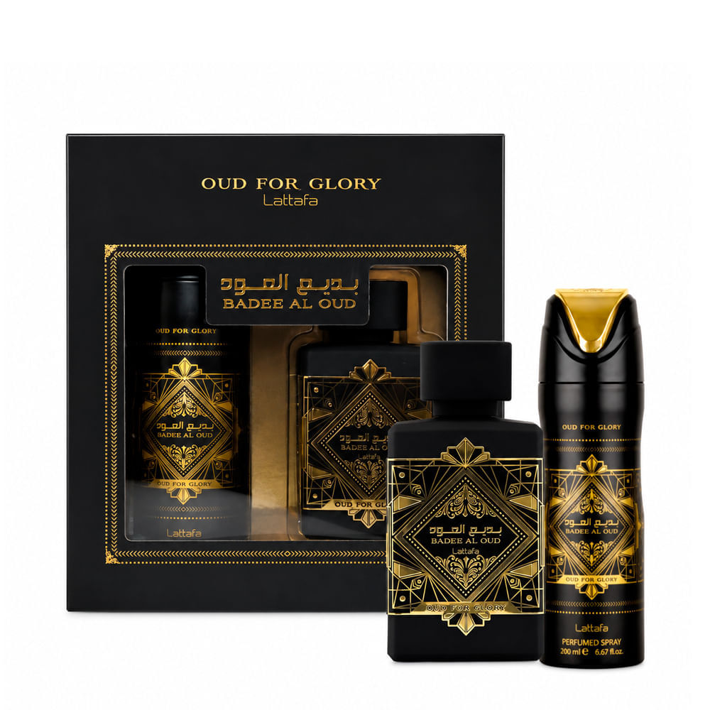 Kit Lattafa Badee Al Oud Oud for Glory Unissex Eau de Parfum 100ml + Desodorante 200ml