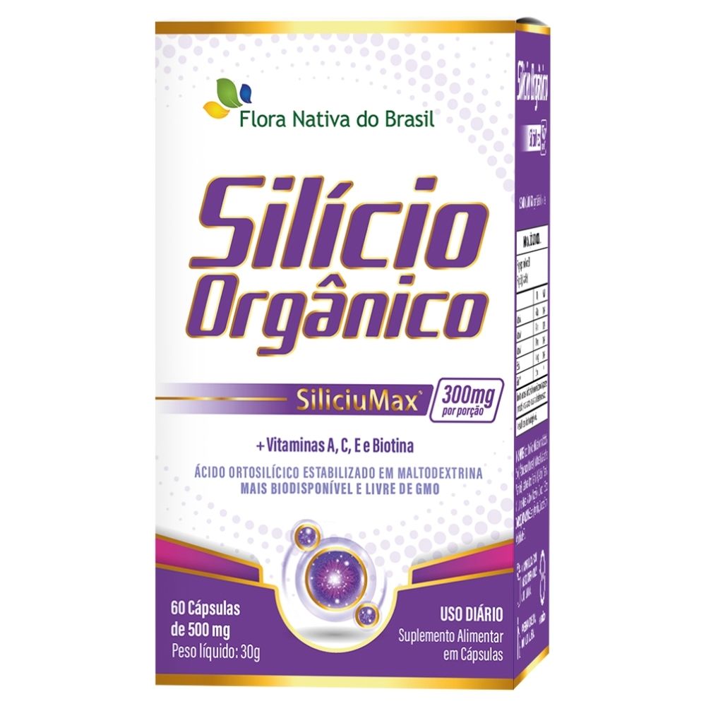 Silício Orgânico SiliciuMax® + Vitaminas Flora Nativa do Brasil 500mg 60 Cápsulas