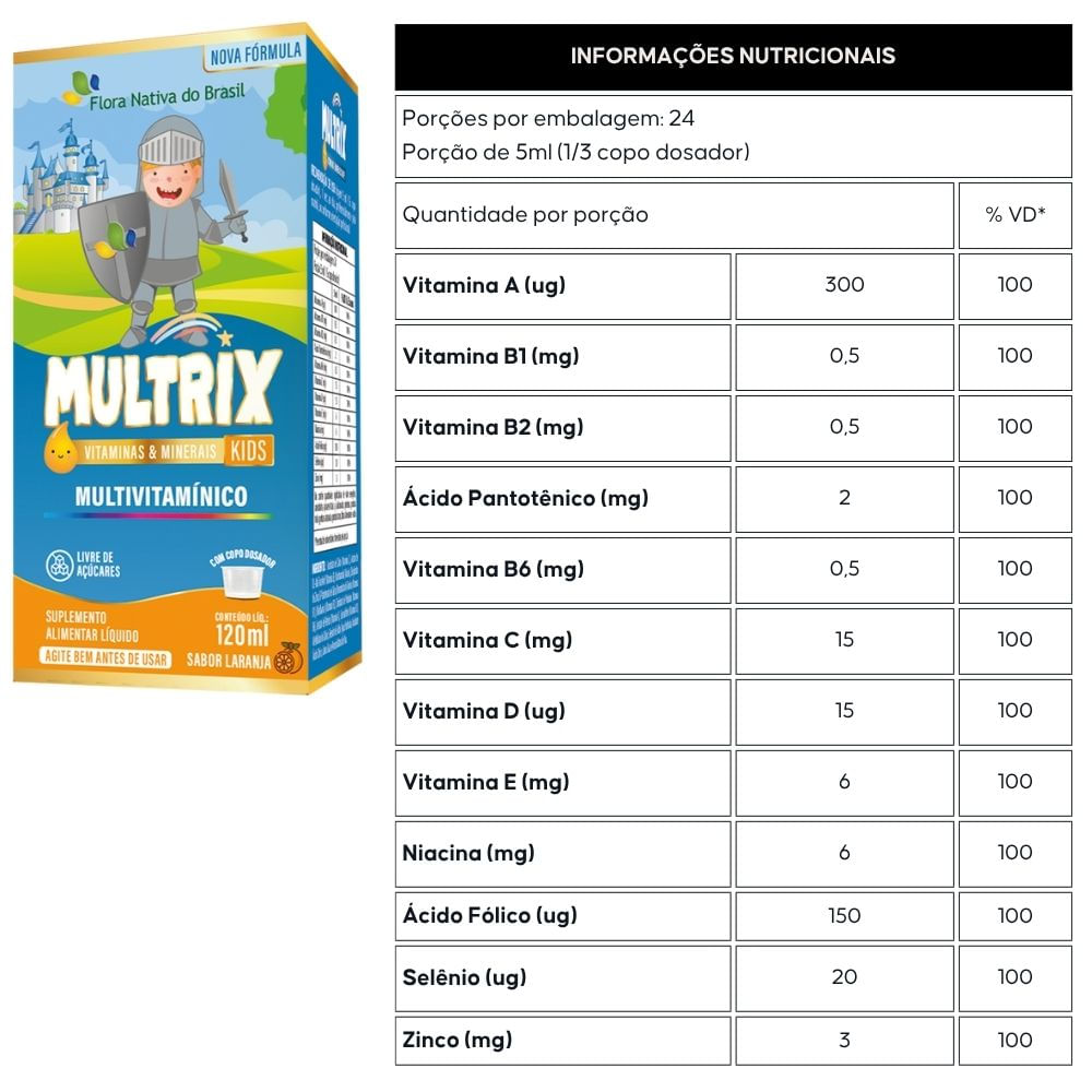 Xarope Infantil com Vitaminas de A a Z Multrix Flora Nativa 120ml