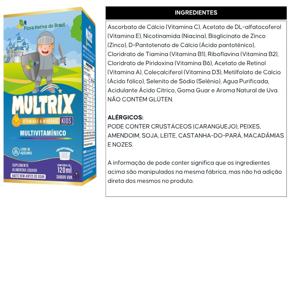 Xarope Infantil com Vitaminas de A a Z Multrix Flora Nativa 120ml