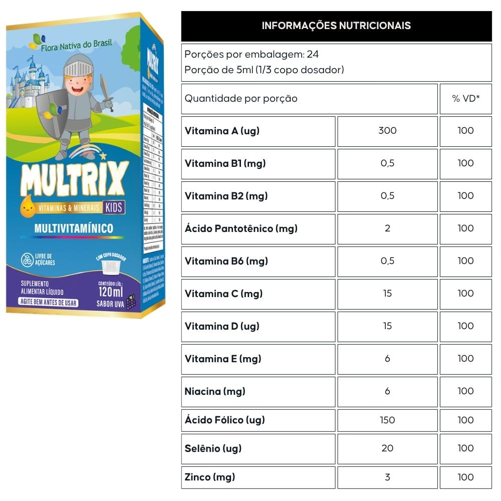 Xarope Infantil com Vitaminas de A a Z Multrix Flora Nativa 120ml
