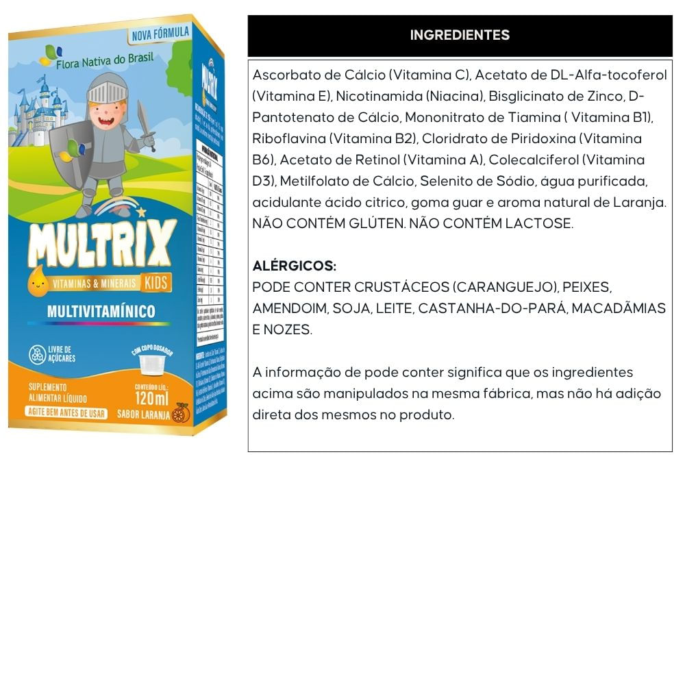 Xarope Infantil com Vitaminas de A a Z Multrix Flora Nativa 120ml