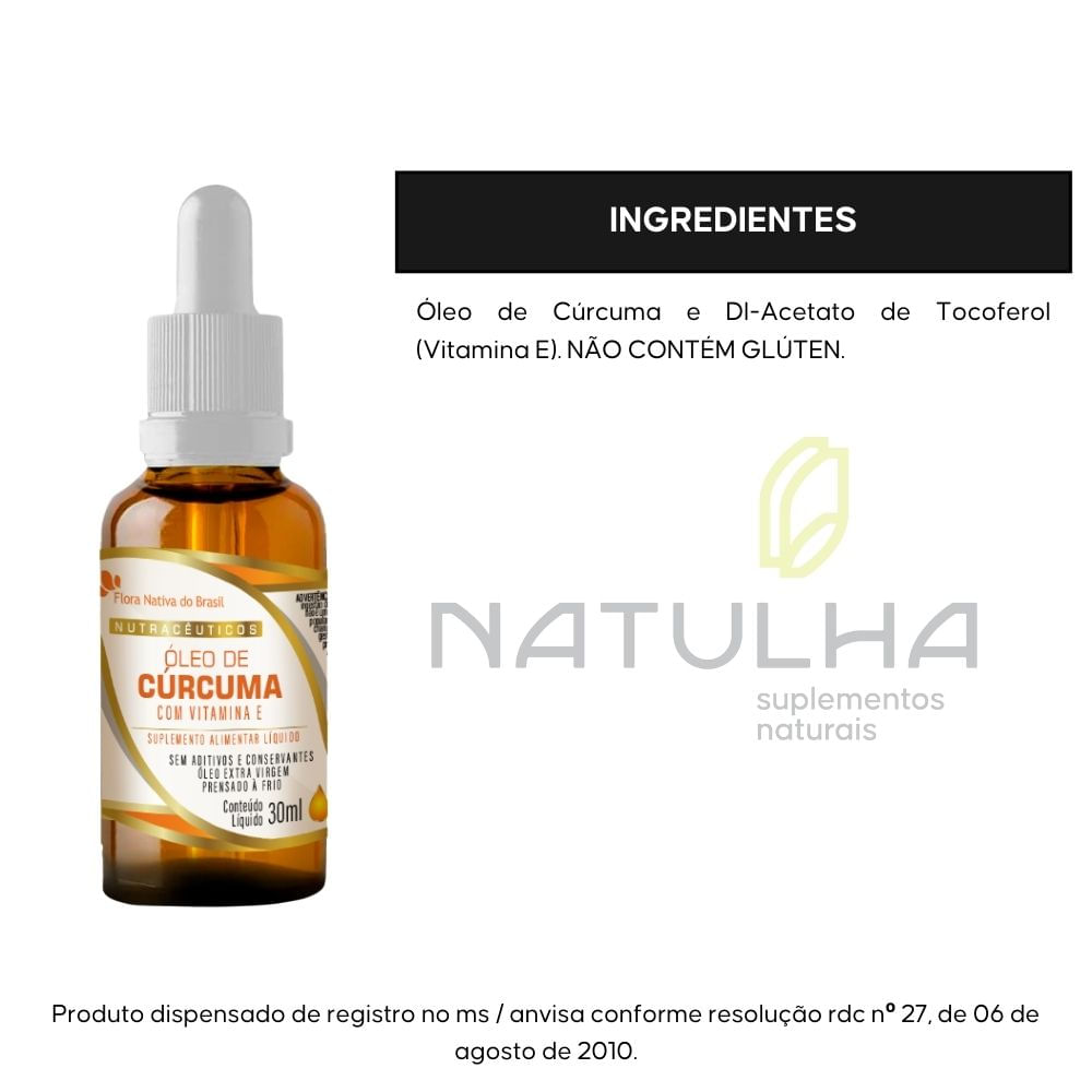 Óleo de Cúrcuma com Vitamina E em Gotas Flora nativa 30ml