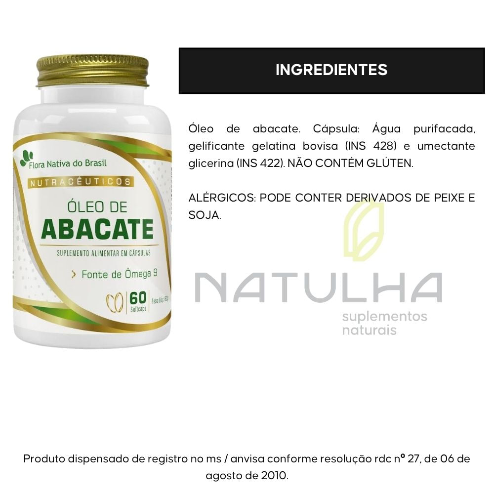 Óleo de Abacate Flora Nativa 60 Cápsulas
