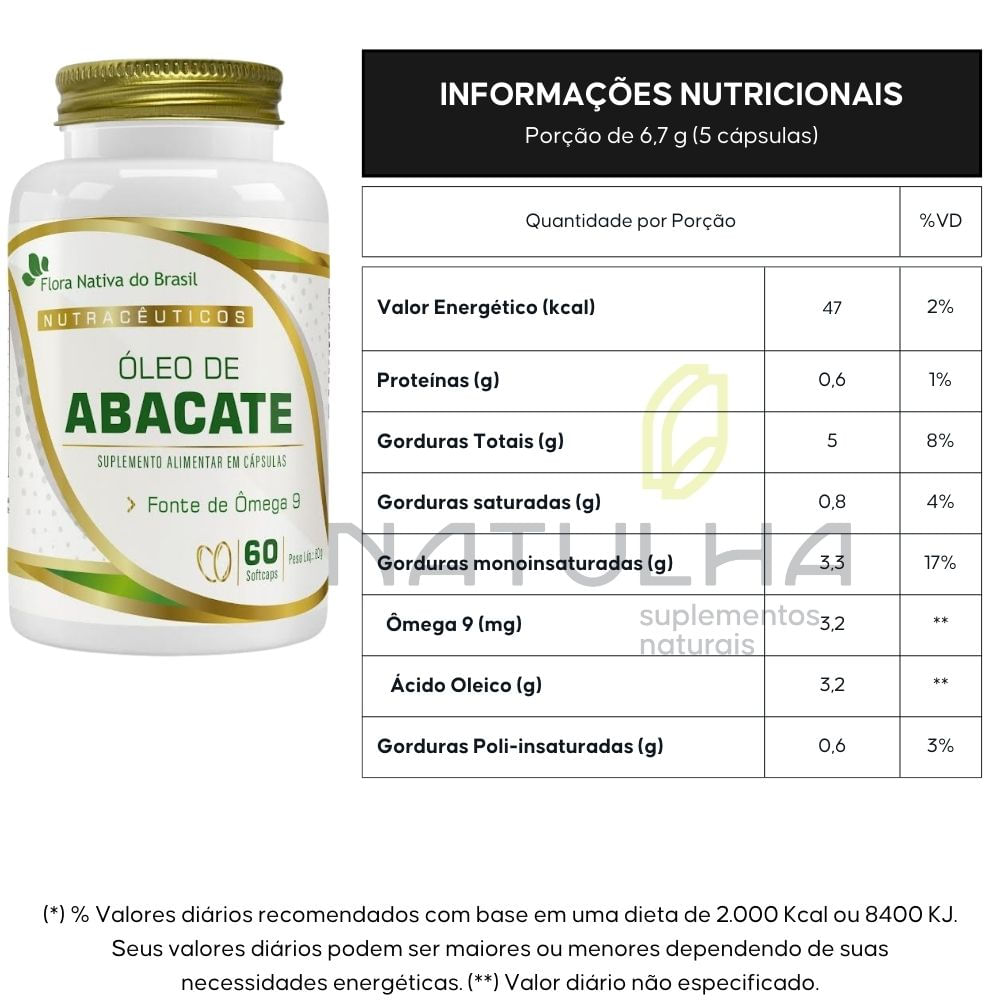 Óleo de Abacate Flora Nativa 60 Cápsulas