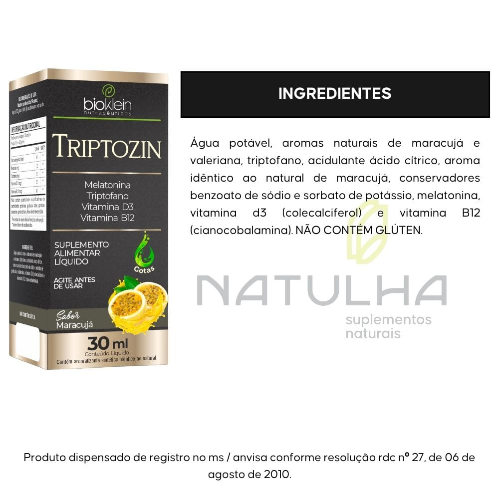Triptozin Melatonina, Tiptofano, Vitamina D3 e B12 Bioklein 30ml
