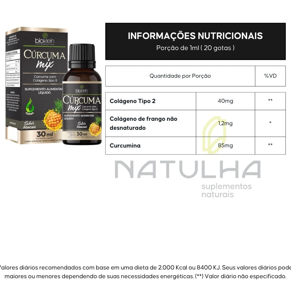 Cúrcuma Mix com Colágeno Tipo 2 Bioklein 30ml