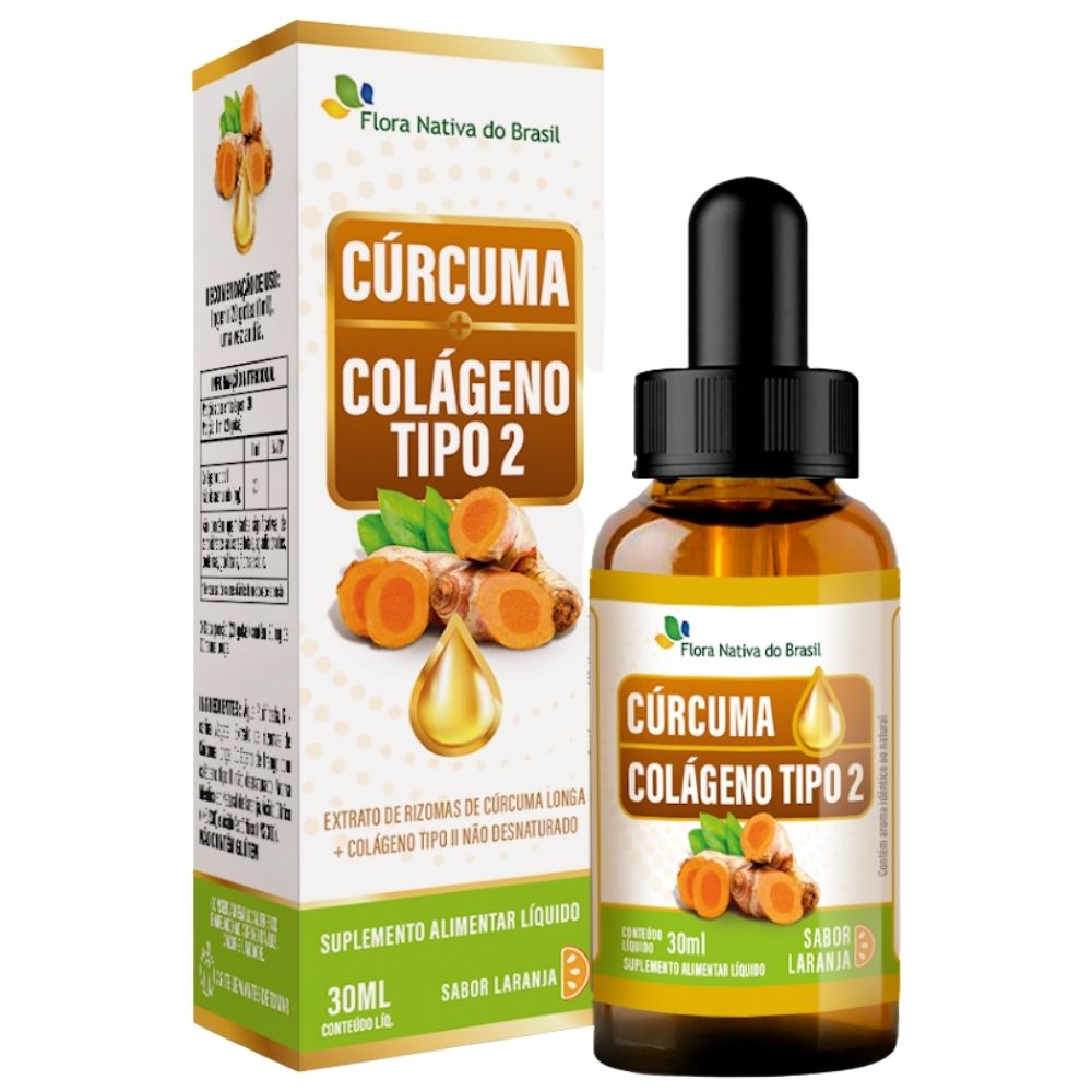 Cúrcuma + Colágeno Tipo 2 Em Gotas Flora Nativa 30ml