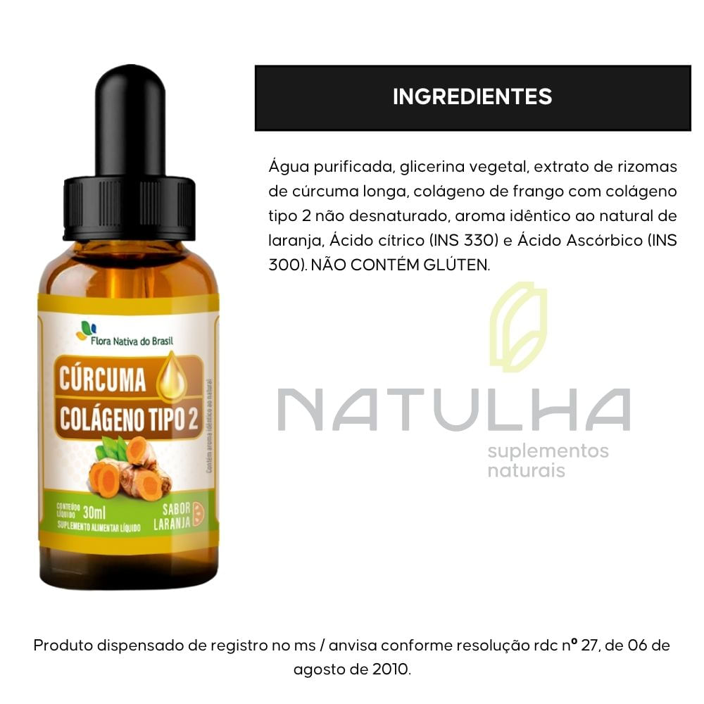 Cúrcuma + Colágeno Tipo 2 em Gotas Flora Nativa 30ml