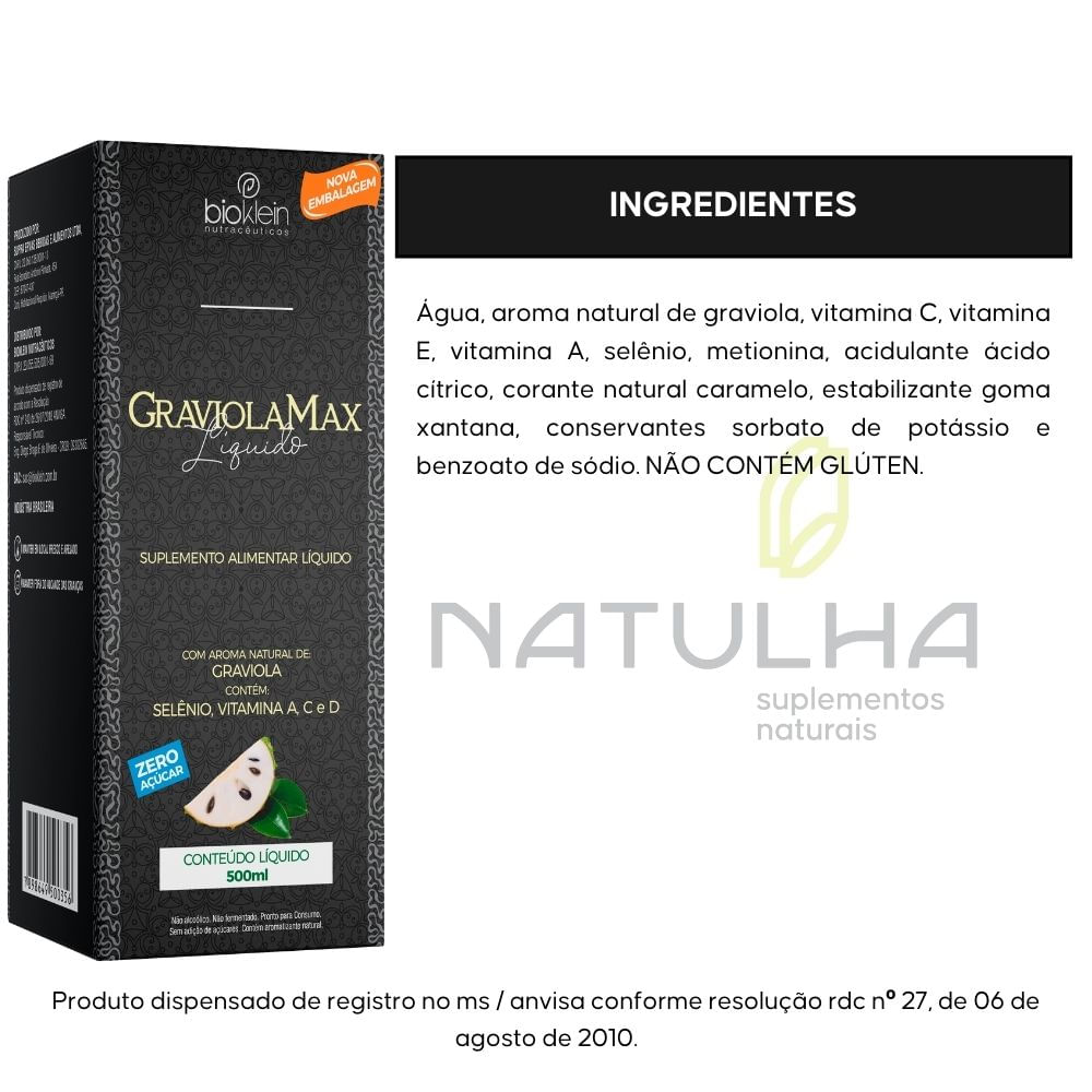 GraviolaMax Graviola, Selênio e Vitaminas Bioklein 500ml