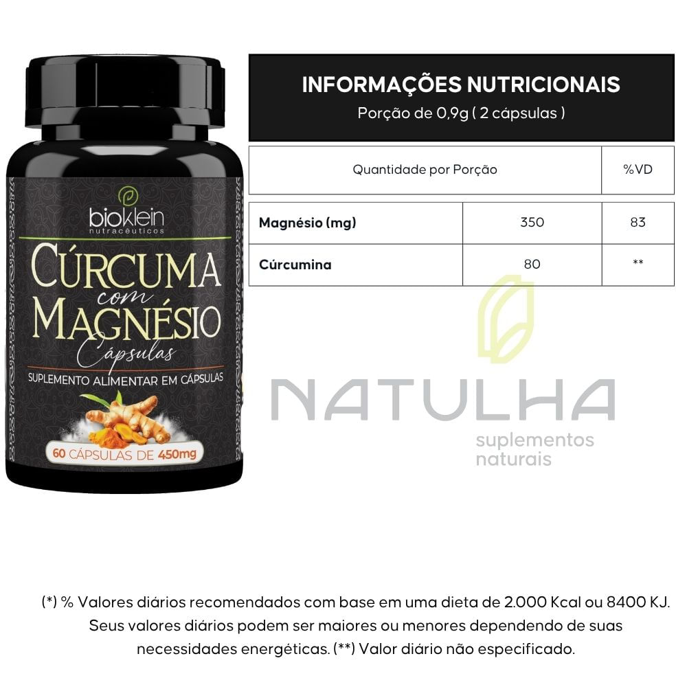 Cúrcuma com Magnésio Bioklein 60 Cápsulas