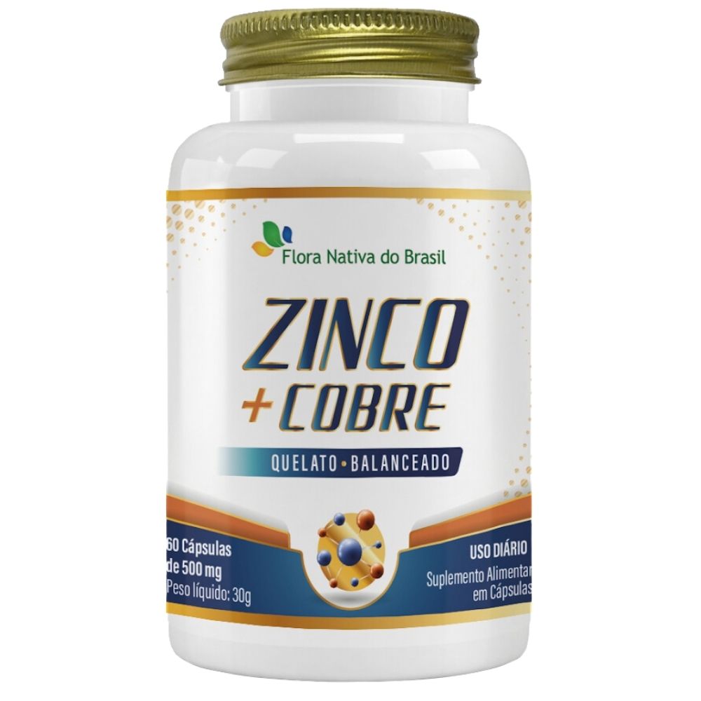 Zinco + Cobre Quelato Flora Nativa 60 Cápsulas