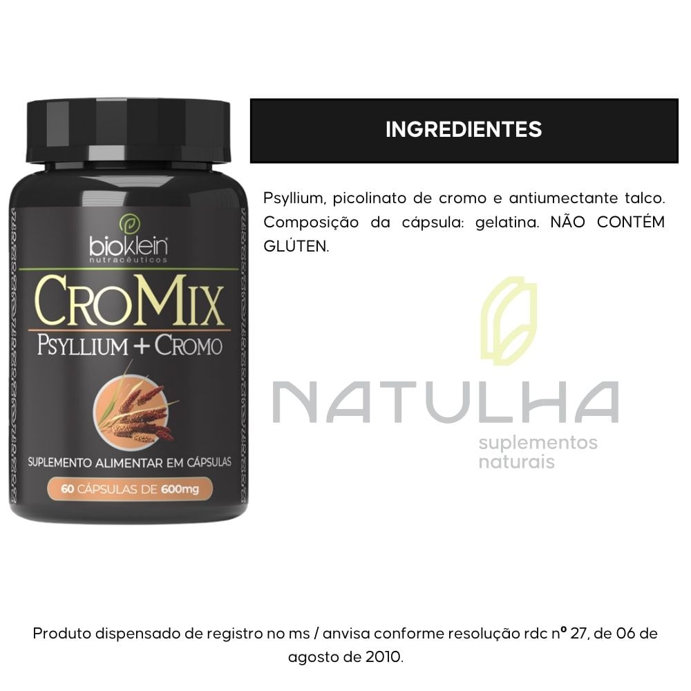CroMix Psyllium + Cromo Bioklein 60 Cápsulas