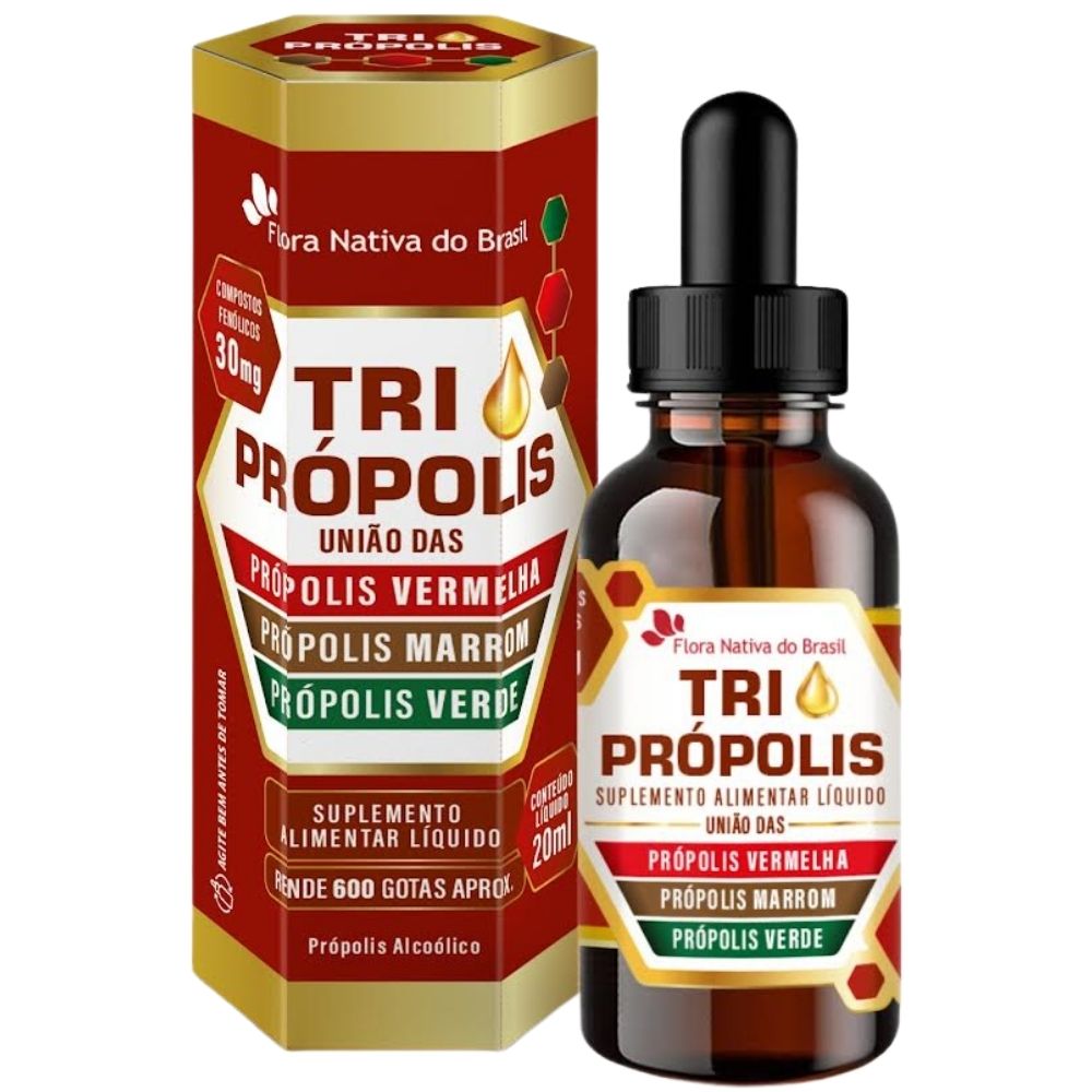 Tri Própolis Em Gotas Própolis Vermelha, Verde E Marrom Flora Nativa 20ml