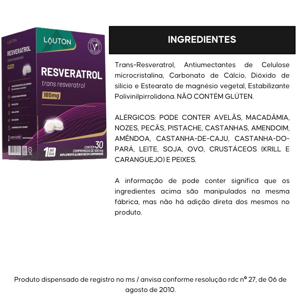 Trans-Resveratrol Lauton 165mg 30 Comprimidos