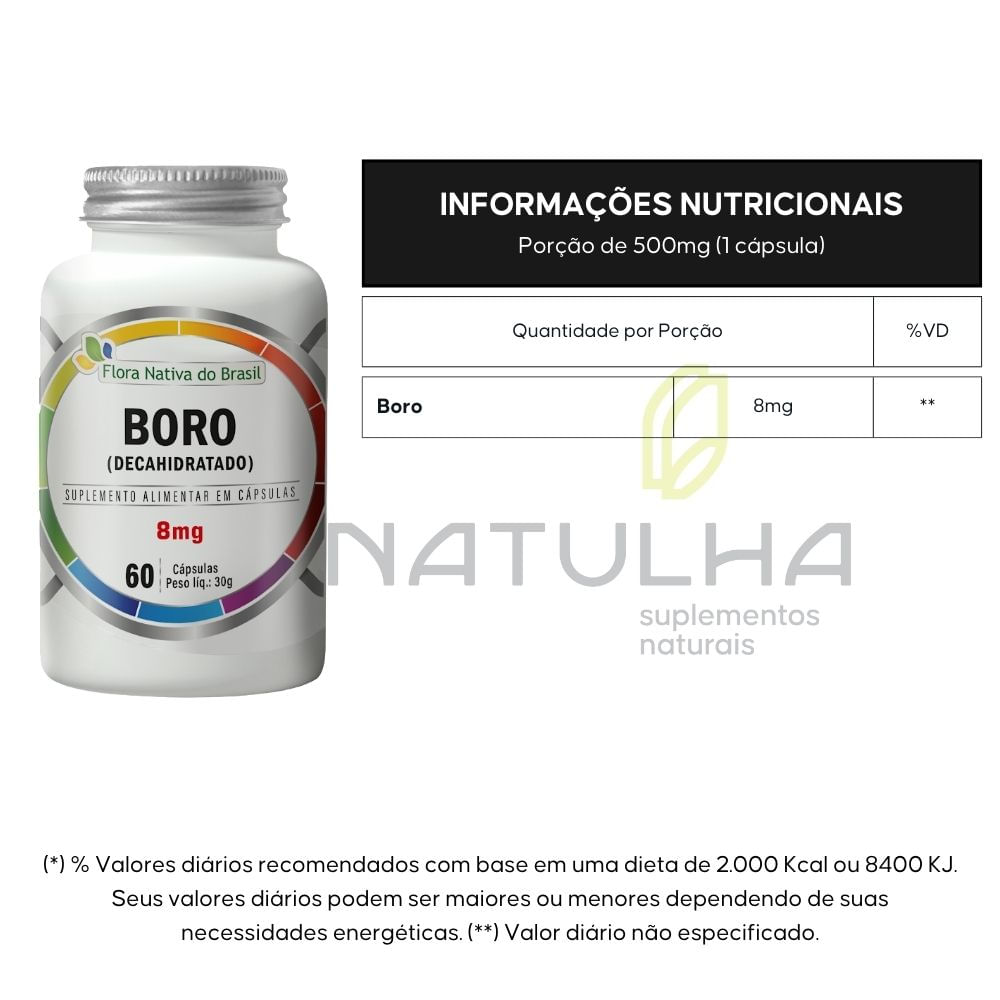 Boro Decahidratado Flora Nativa 8mg 60 Cápsulas