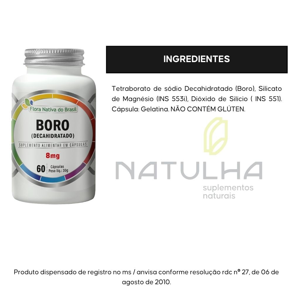 Boro Decahidratado Flora Nativa 8mg 60 Cápsulas
