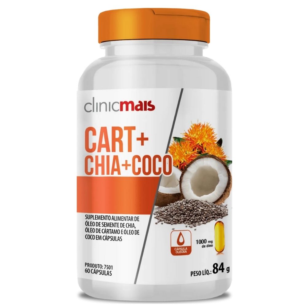 Cartamo + Chia + Coco Clinicmais 1000mg 60 Cápsulas