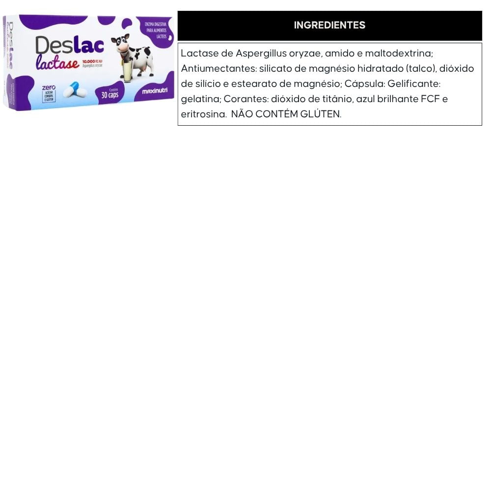 Deslac Lactase 10.000 FCC Maxinutri 30 Cápsulas