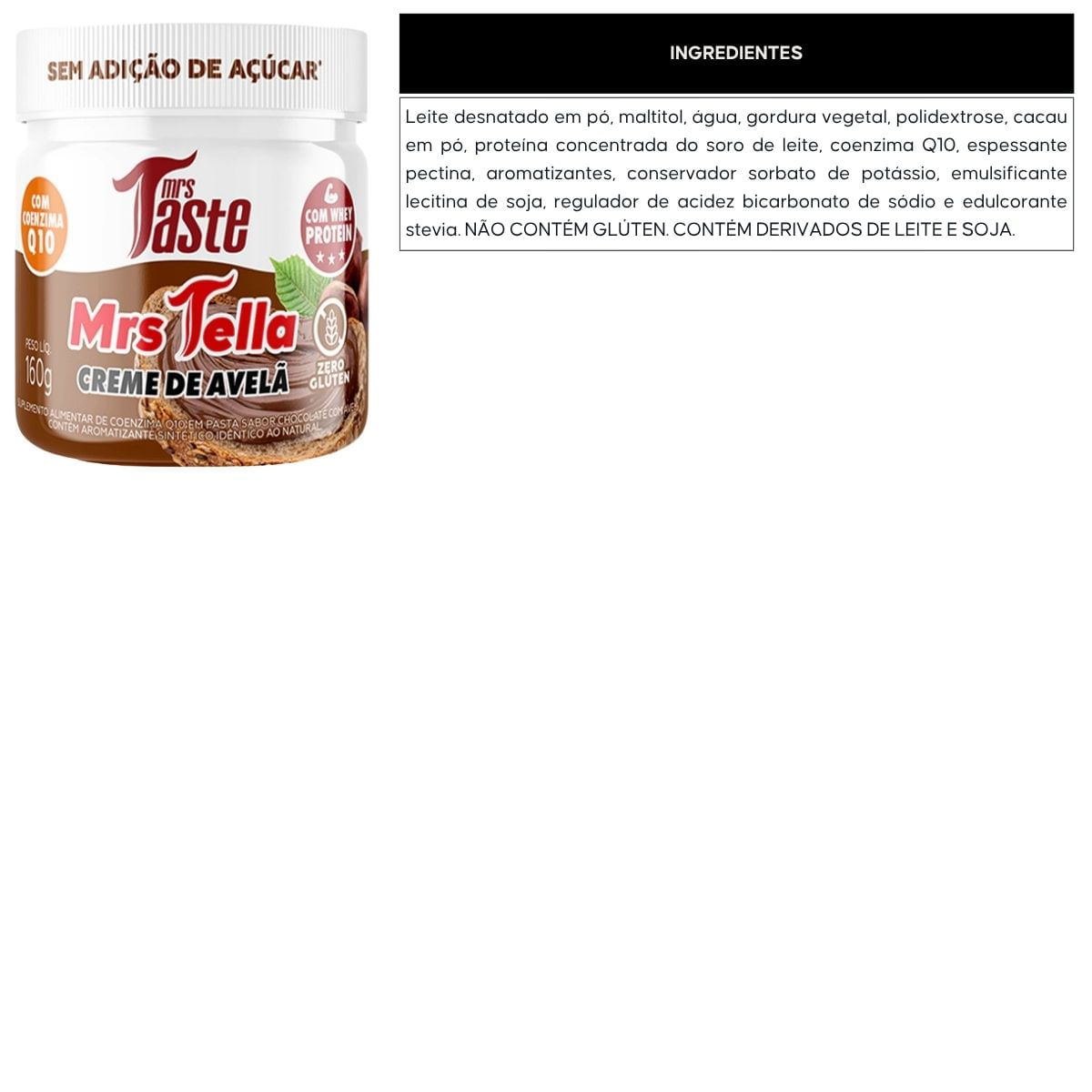 Creme com Whey Protein e CoQ10 Mrs Taste Sabor Brigadeiro 160g
