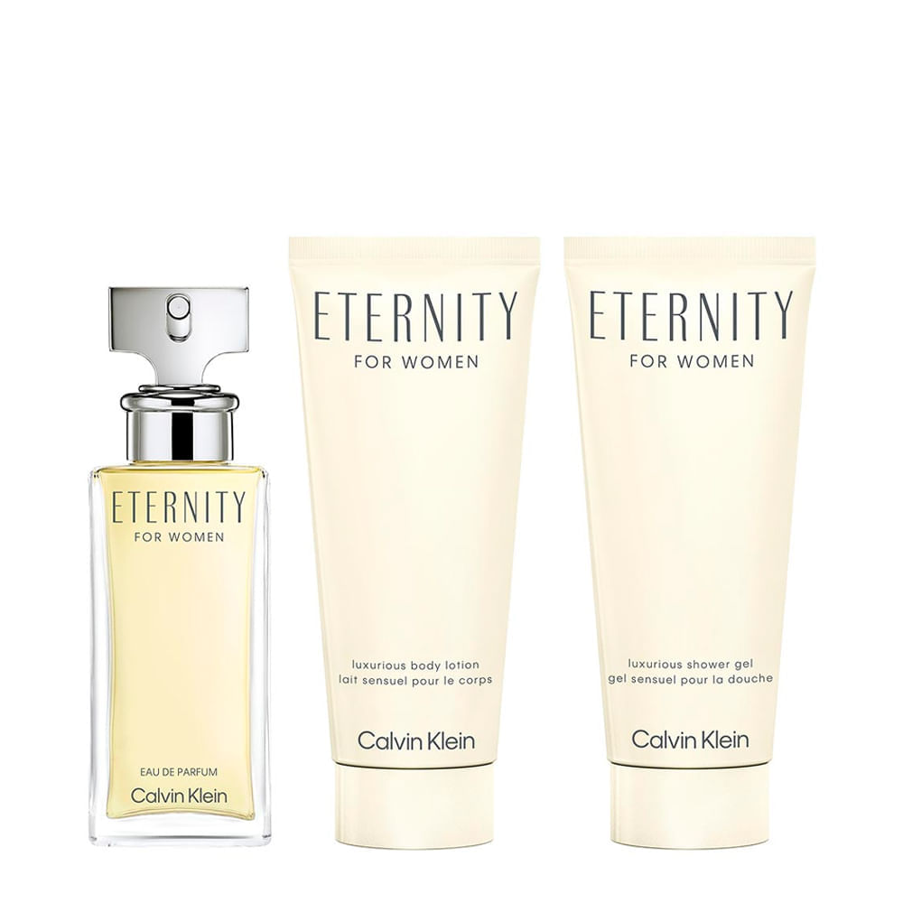 Kit Calvin Klein Eternity Feminino Eau de Parfum 50ml + Body Lotion 100ml + Shower Gel 100ml