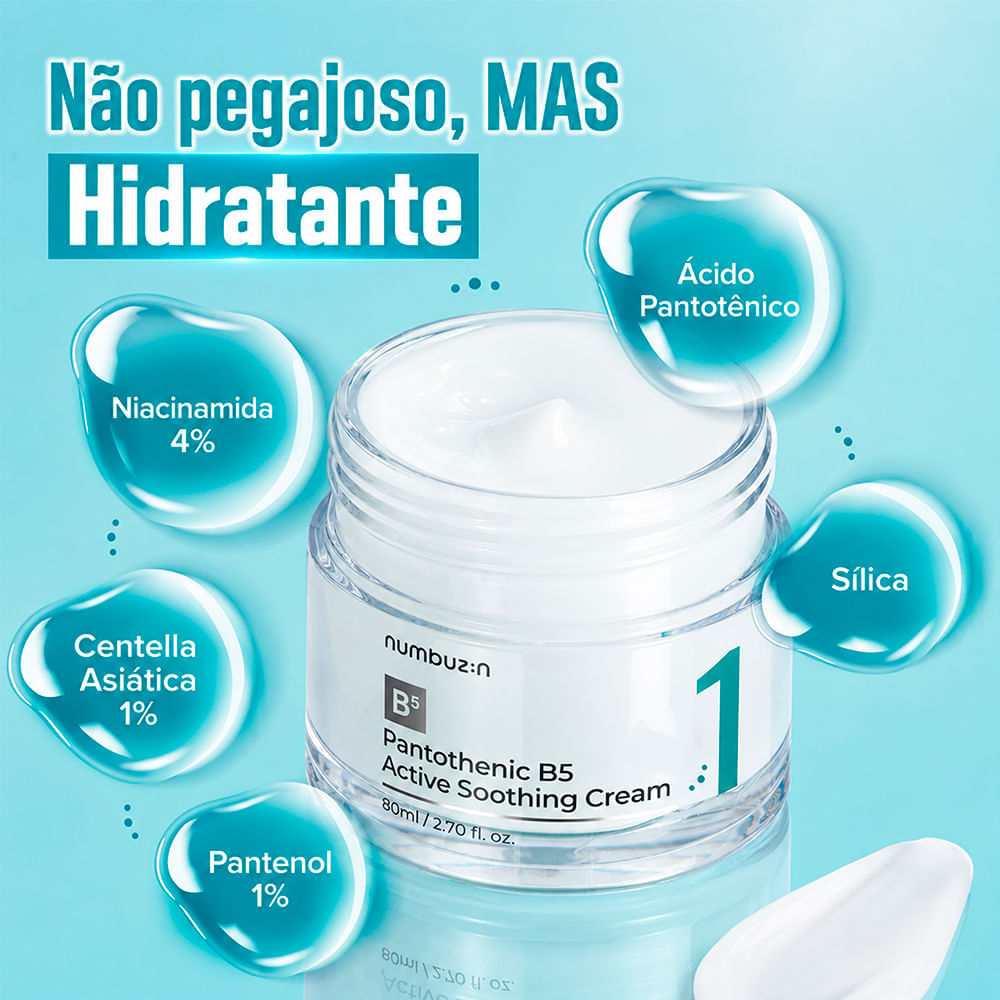 Creme Facial Calmante Numbuzin Nº 1 Pantothenic B5 Active Soothing Cream 80ml